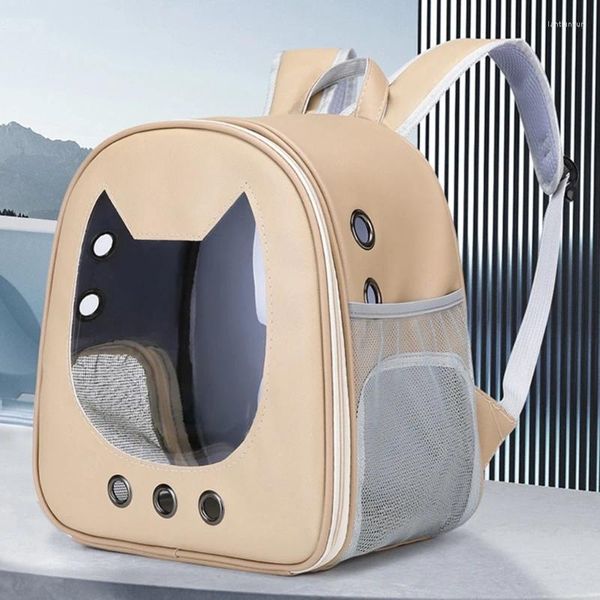 Transportadoras de gatos portátil gatos de animais de estimação poliéster grande capacidade lavável com tiras de segurança mochila malha respirável malha