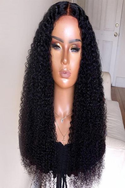 HD Кружева Полный естественный афро -странные вьющиеся парики для человеческих волос для чернокожих женщин Бразильские Реми Прозрачный фронтальный парик 130 Плотность Diva11501614