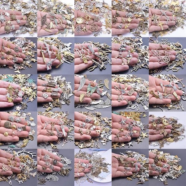 Anhänger Halsketten 30pcs/Los Mix Styles Hexenmondstern Sonne Religion Kreuz Croix Charms Vintage Sea Animal Shell Tortoise für Schmuck Schüttung