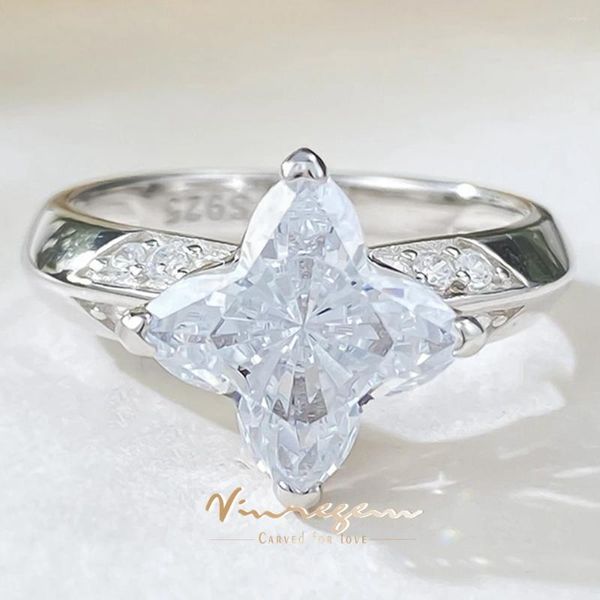 Anelli a grappolo Vinregem Star Lab Sapphire Gemstone 925 Sterling Silver Cocktail Party Ring Ladies Trendy Vintage Gioielli Regali di fidanzamento di gioielli