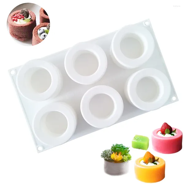 Stampi da forno 6 cavità a tazza di forma di cavità biscotti stampi per torta silicone 3d strumenti di riutilizzo cucina fatti a mano fai -da -te decorazione di mousse che produce muffa