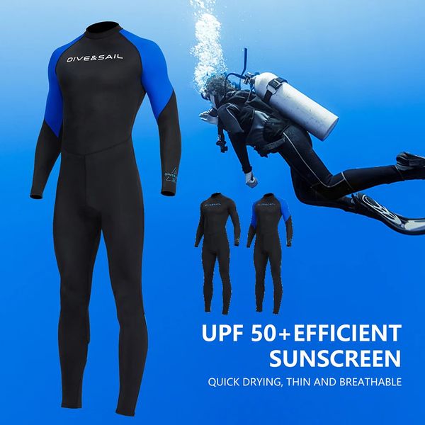 Terno de mergulho molhado de merda de mergulho molhado para adultos Menas de banho UV Nylon M-3xl Full Wetsuit adulto mergulho Snorkeling Ternos corporais 240411