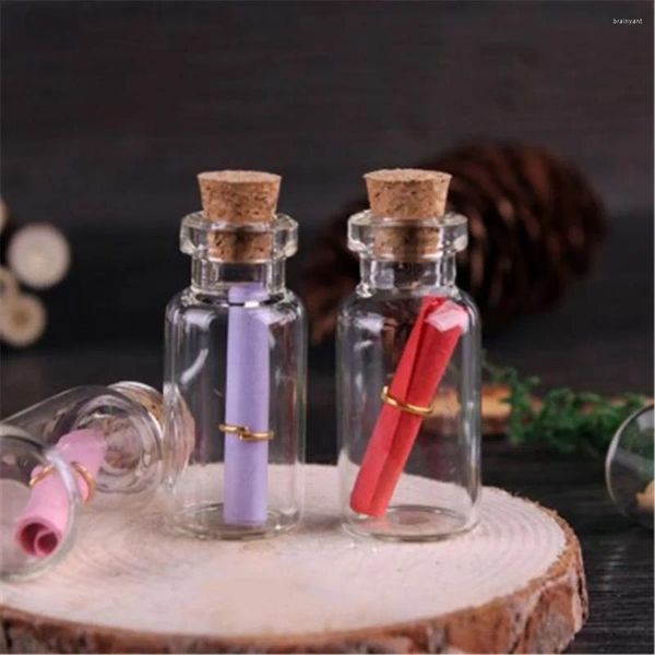 Flaschen 10pcs 1ml/3ml/20ml Weihnachtswunsch kleiner leerer klarer Korkglasfläschchen für Urlaub Hochzeitshäuser Dekorationen Geschenke