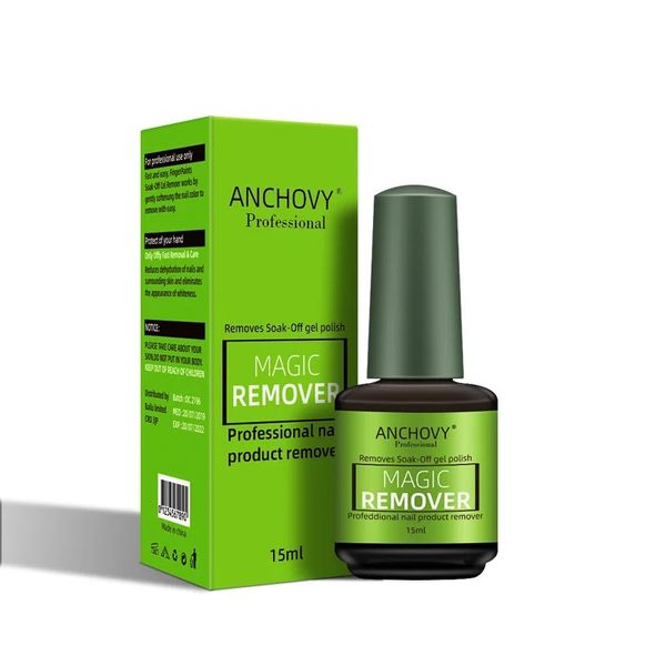 Removedor mágico Removedor de esmalte em gel de unha Remove efetivamente o polimento de gel UV e o polimento de verniz semi -permanente em garrafa de 15 ml com explosão mágica