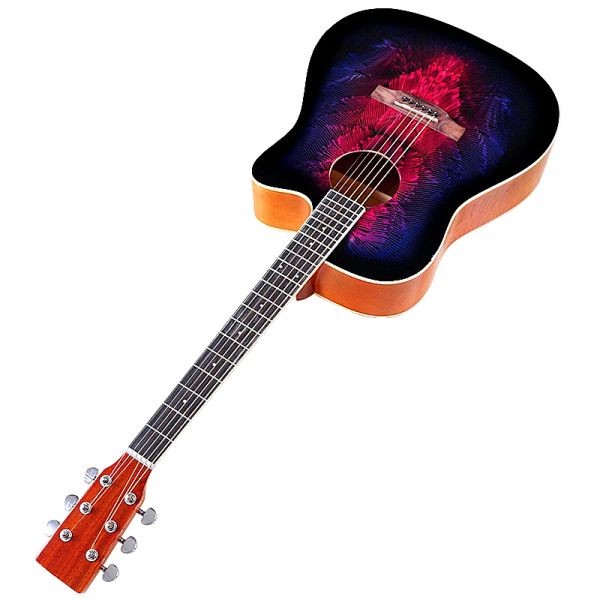 Pegs 41 inç Kesim Tasarımı Akustik Gitar 6 String Lamine Ladin Ahşap Üstü Yüksek Parlak Bassy Basswood Vücut Folk Guitarra