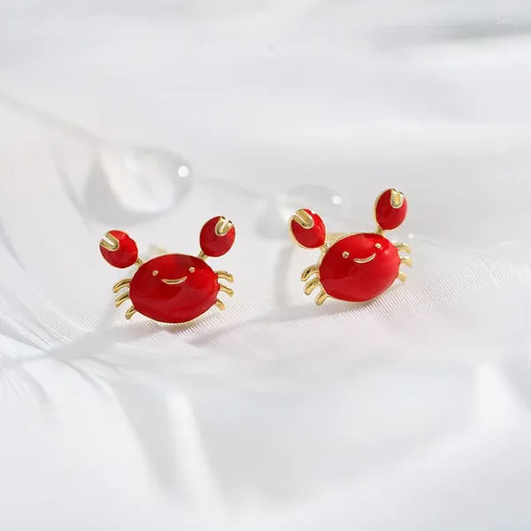 Brincos de garanhão Moda 925 Sterling Silver Red Crab for Women Girls Presente Jóias