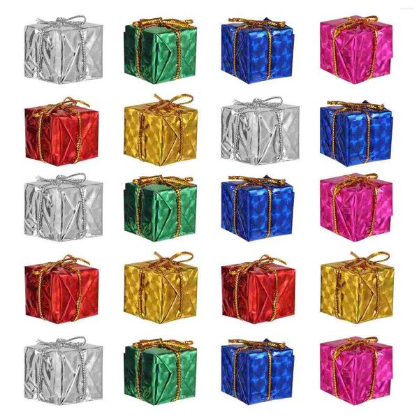 Estatuetas decorativas caixas pequenas caixas de natal enfeites pendurados na caixa colorida 1in 24pcs