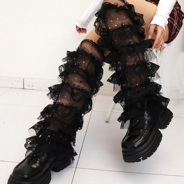 Frauen Socken Frauen Rüschen Spitzen Bein wärmer ausgestellter Stiefel Manschetten Oberschenkel Highs Streetwears