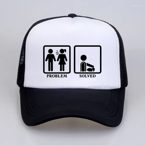 Caps de bola Mens Problema resolveu o boné de beisebol de beisebol casado, marido, marido, novidade Hip Hop Hat Hat Ajusta Mesh Chapéus