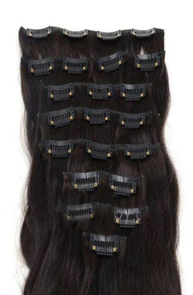 Oxette Hair Extensions Grade 5A 15 pollici 24 pollici 7pcs set clip inon 100 remy estensioni di capelli umani estensioni full marrone scuro 2 color1564595