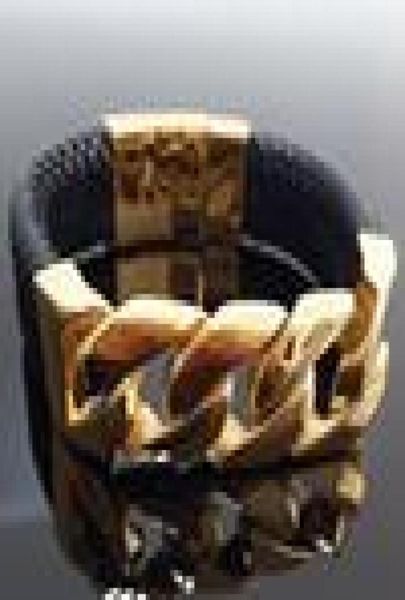 905quot24mm 100g Nuovo gioiello liscio in acciaio inossidabile in acciaio inossidabile Gold Chain Bracciale da uomo con vera pelle F124115775