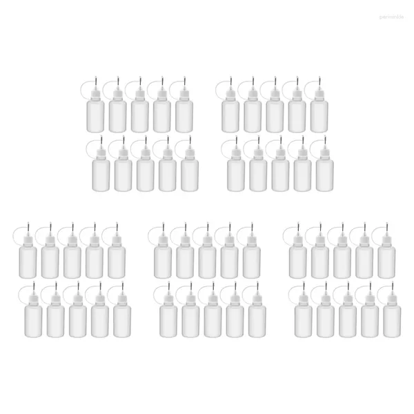 Garrafas de armazenamento 50pcs 30 ml de plástico de ponta com ponta de garrafa de garrafa de garrafa com tampas de agulha para cola diy