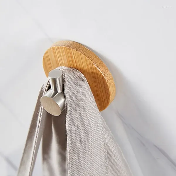Крючки вешалка для ванной комнаты стальная одежда бамбуковая стойка Ключ из нержавеющей кухни принадлежности для крючки полка полотенце домохозяйственное мешок для стены клей