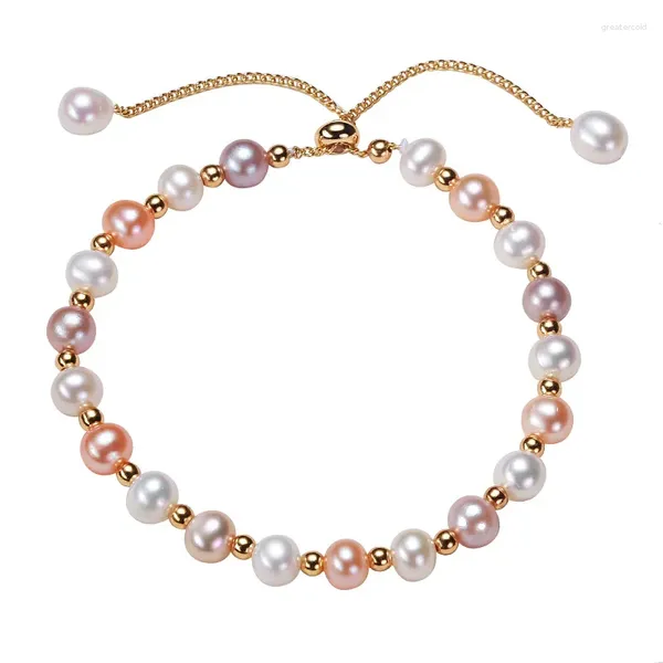 Strand 5 mm Natural Braccialetti di perle d'acqua dolce Moda Fashion Gioielli per la festa di compleanno per matrimoni da donna regolabile da donna