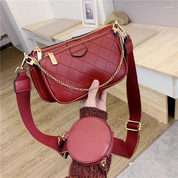 Omuz çantaları moda tek omuzlu küçük kokulu rüzgar zinciri maddesi bayanlar crossbody lingge üç parçalı resim annesi çanta