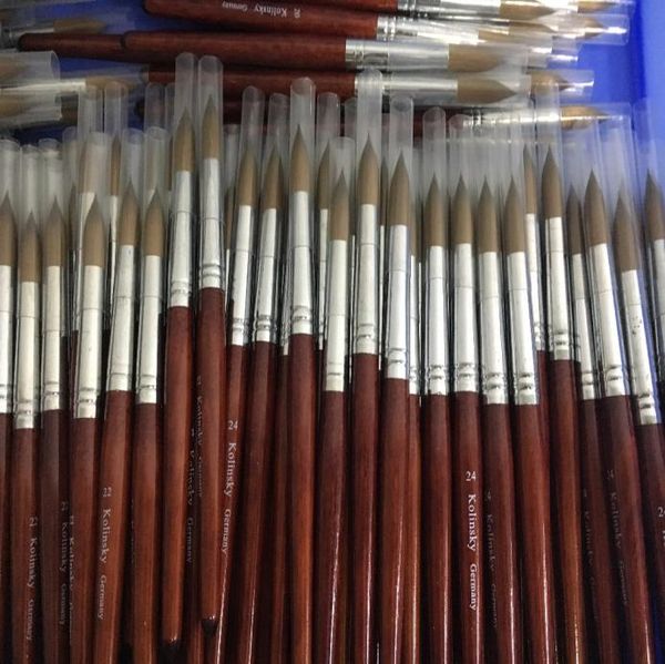 Акриловая щетка для ногтей круглый острый 12141618202224 Высококачественная пера Колинского соболя с красной деревянной ручкой для профессиональной живописи 3023410