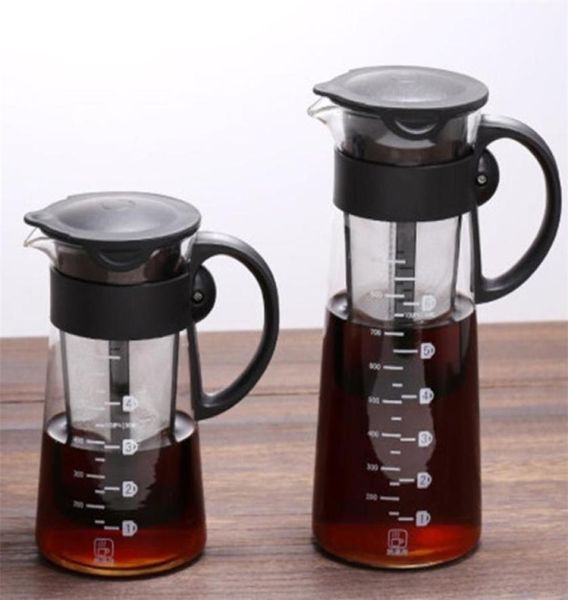 Kaltbriechen Kaffeefilter -Topfhersteller tragbarer Glas Hitzebeständiges Eis Tropfbecher Mocha Teekanne Kessel Cafetiere 2104233670562