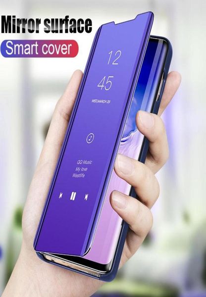 Espelho inteligente Visualização transparente Caixa de telefone Flip Stand para Samsung S8 S9 S10 S10E A30 A50 A6 A82799973