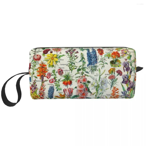 Aufbewahrungstaschen Adolphe Milllot HD Fleurs Make -up -Tasche Frauen Reisen kosmetische Mode -Enzyklopädie Bücher Kindergarten Kindertoiltiger