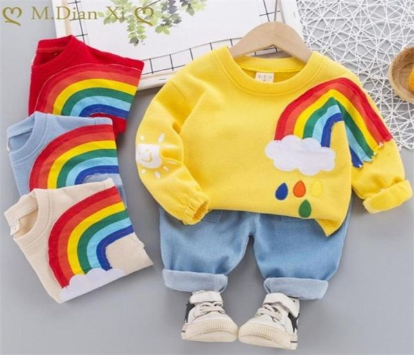 2 pezzi ragazzi outfit per bambini vestiti per bambini abbigliamento per bambini ricamato da bambino ricamato arcobale