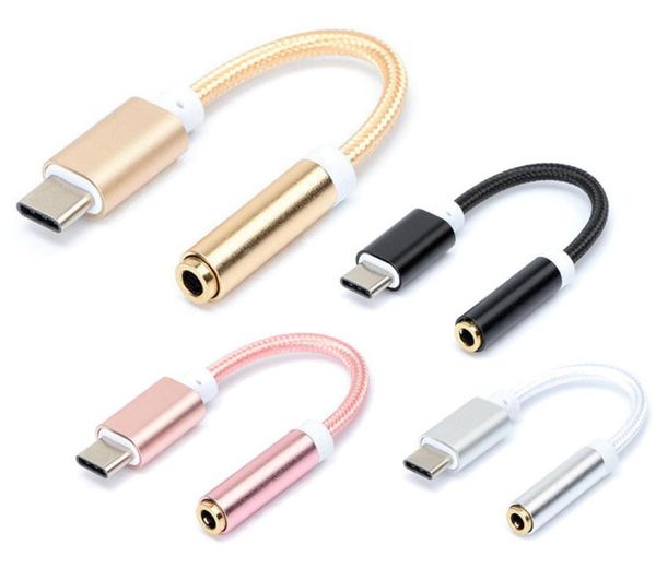 Nylon geflochtenes USB 3.1 Typ C bis 3,5 mm o Adapterkabel Kopfhörer -Aux -Aux -Konventor für Samsung Huawei Xiaomi5565325