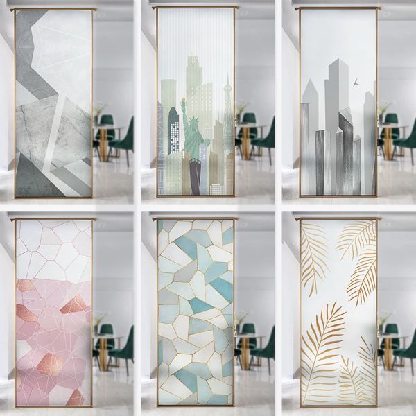 Filme City Landschaft Muster Elektrostatischer Glas Aufkleber gefrostetes Fenster undurchsichtiges Badezimmer Büro Antilight Antipeeping Fenster Film