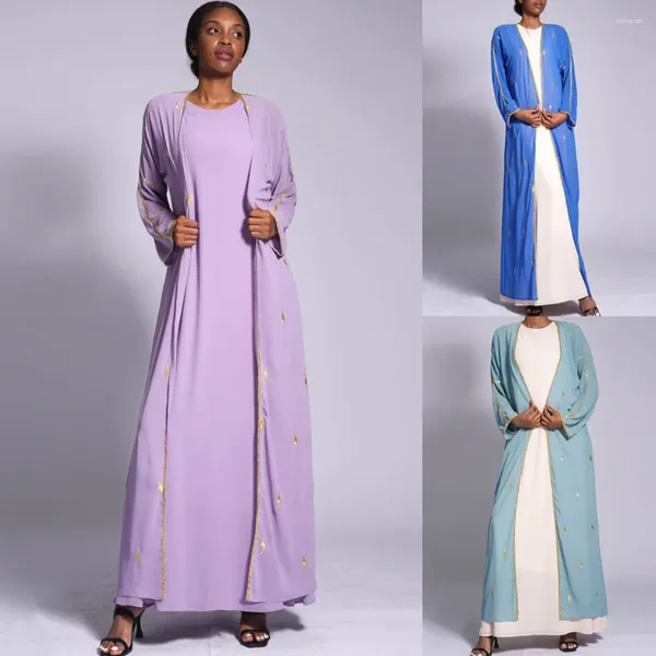Ethnische Kleidung Eid Abayas Muslimische Frauen Islamische Stickerei Chiffon Abend Party Kleid Outfits Dubai Türkei Kaftan Arabisch Abaya Kimono