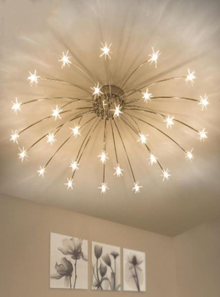 Luci a soffitto moderna fiore di ghiaccio 2128heads Sky stella in vetro in ferro lampada a ciondolo notturno lucciole di abbigliamento per leisure semplificato