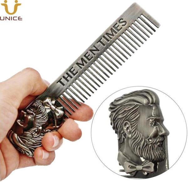 MOQ 50 PCS Classic Metal Hair Beard pente para liga de zinco Retro MEN039S Bigode Combs Anti estático LOGOTO LOGO 3003519