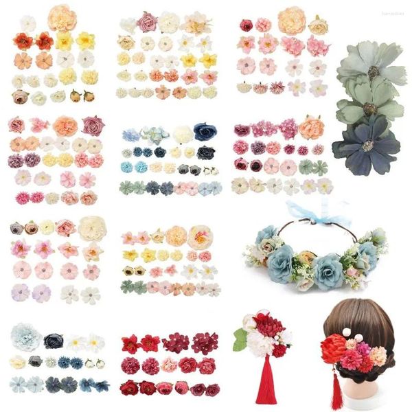 Accessori decorativi Accessori per festa Supponi del copricapo Kit teste artificiali Daisy Hydrangea Peonia di seta mista floreale