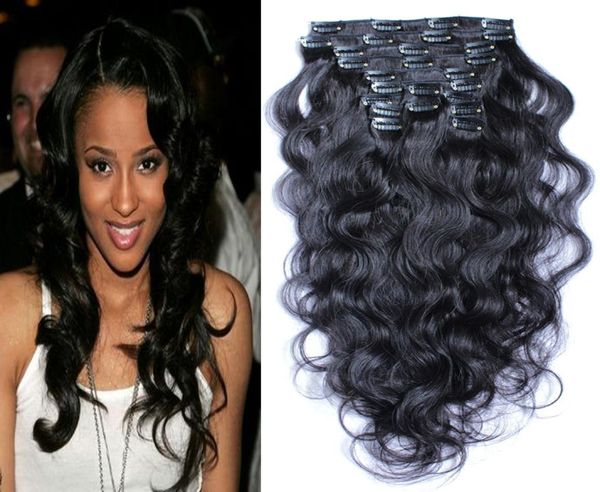 Brasilianer Haarclip in Erweiterung 100G 8pcs menschliches Haar Brasilianischer Körperwelle Curly Virgin Hair Clip INS6612475