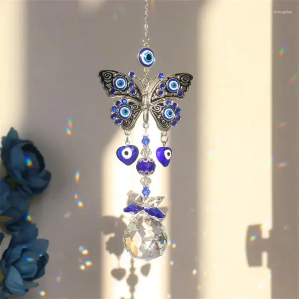 Dekorative Figuren 2024 Devil's Eye Wind Chimes Crystal Sun Catcher Blau Prism Ball Anhänger Dekorationen Kreatives Haushalt hängen