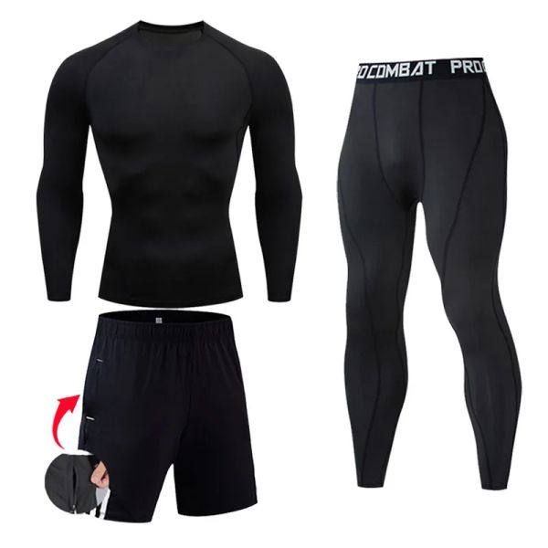 Устанавливает сжатие спортивного бегового костюма мужской пот спортзал Тренировка.