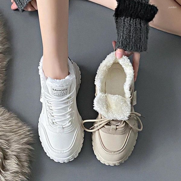 Повседневная обувь 2024 Winter Dad Women's High Top Plush Theple Warmatile Studile Thust Sole платформы кроссовки Zapatos para mujeres