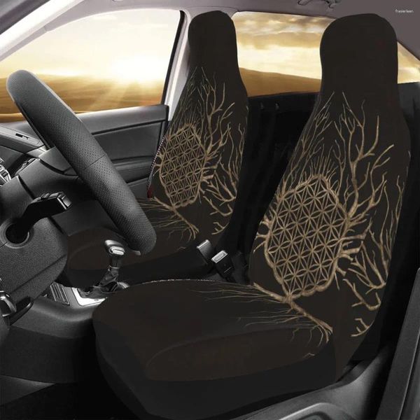 Copertine di sedili per auto Flower of Life in Tree Cover Stampa personalizzata Accessori per protezione anteriore universale set di cuscini