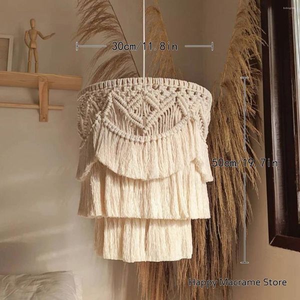 Taquestres Macrame lustre lâmpada lumin