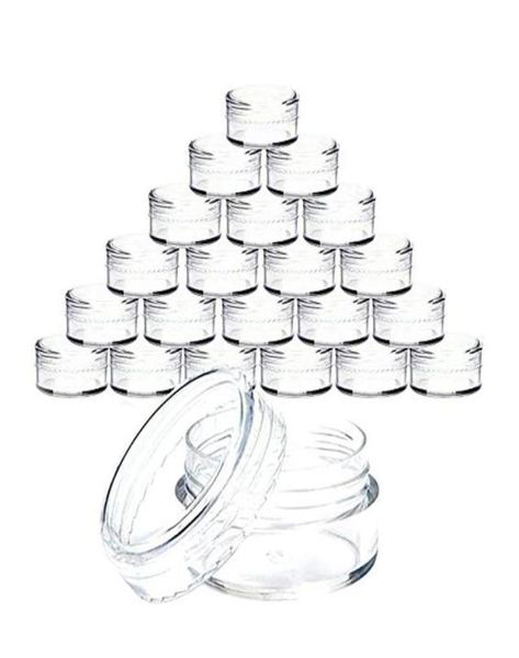 40100 PCs 3 grama de jóias de plástico transparente Maquiagem de maquiagem Caixa de armazenamento de glitter de pequenos frascos redondos de contêiner caixas organizadoras Bins3762998