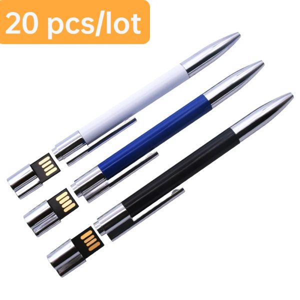 Kalemler USB Flash Drive Metal Beyaz Kalem Flash Bellek Çubuğu 256G Kalem Sürücü 128GB 64GB 32GB 16GB 8GB Pendrive Cle USB 2.0 Öğretmen Hediyesi