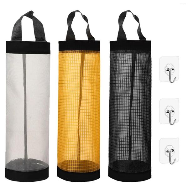 Aufbewahrungstaschen 3pcs Socken Hanging Mesh Griff Küche atmungsaktive Haken Öko -Freund Lebensmittelbeutelhalter wiederverwendbarer Hausorganisator Waschbar