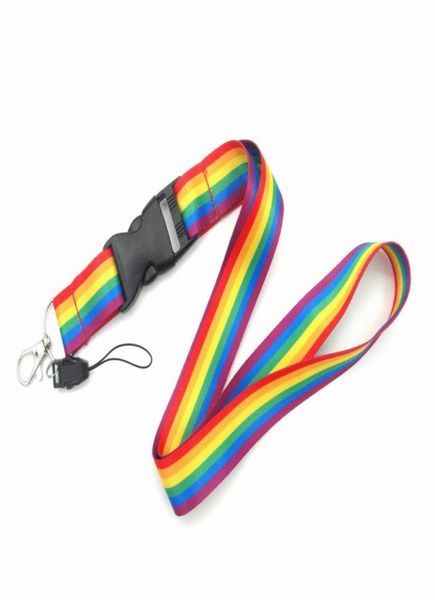 25mm Lidth Rainbow Telas celulares Capitões de pescoço para chaves cartão de identificação do telefone celular hang hang corda webbing 10pcs8015899