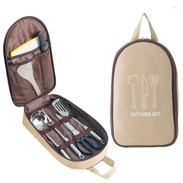 Aufbewahrungstaschen Outdoor Camping Kochgeschirrtasche Picknickwerkzeuge tragbare Küchengeschirr Handtasche Barbecue Messer Set Hülle Fahrtisch Geschirr