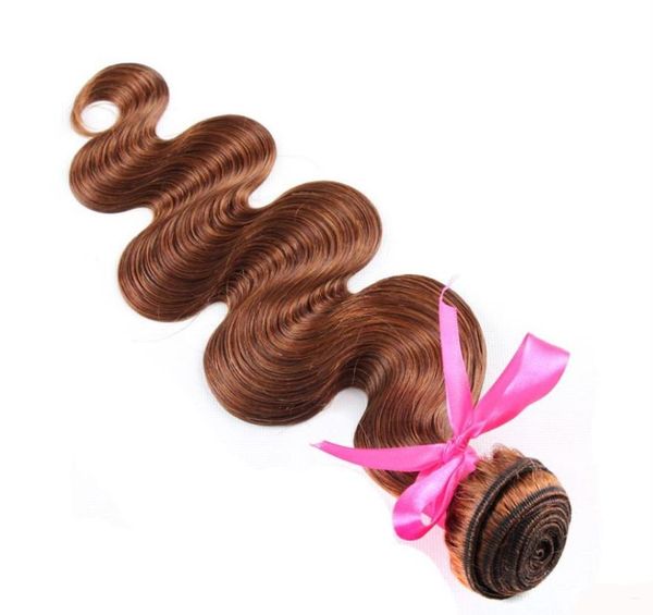 Fábrica 6a Virgem Human Human Body Wave Bundles brasileiros Pacotes peruanos da malaia Cabelo indiano 6 marrom claro 100gpcs 3pc4423425