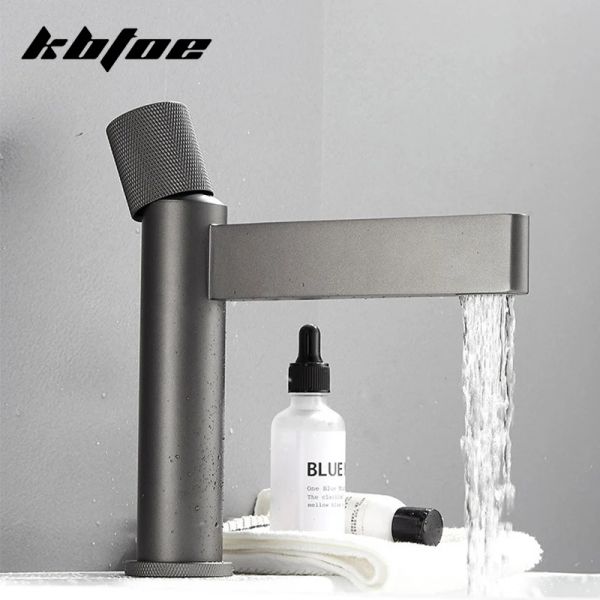 Caixas Bats Bass Basin Torneira premium Cinza Hot Cold Mixer Tap para banheiro cachoeira de cachoeira Monta de pico montado Torda de lavagem única