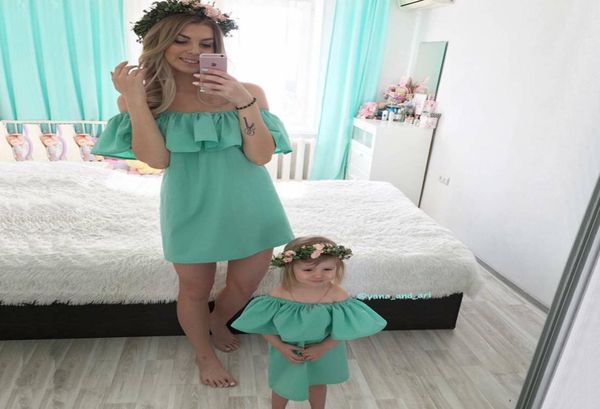 Mamãe e filha vestido para mãe bebê família combinando roupas mamãe e eu roupas de moda de moda Conjunto de chiffon vestidos mãe filhos8502582