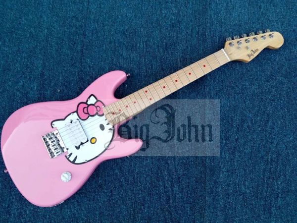 Guitarra mini gatina rosa gato guitarra elétrica mogno bordo de bordo s278