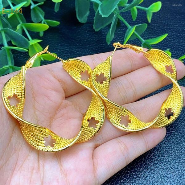 Brincos de argola Aniid Rodada robusta vintage para mulheres 2024 Trending Gold Plated Geométrico Hoops Jewelry Party Gift