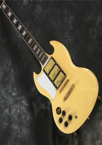 Yeni Sürüm SG Tipi Lefthanded Electric Guitar Sarı ve Altın 3 Pikaplar 3542442