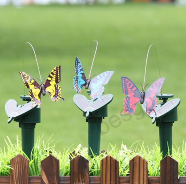 Solar Power Dancing Flies Butterflies Decorações de jardim Fluttering Vibração Fly Hummingbird Birds Flying Flying Yard Toys Funny Toys DBC BH22382504