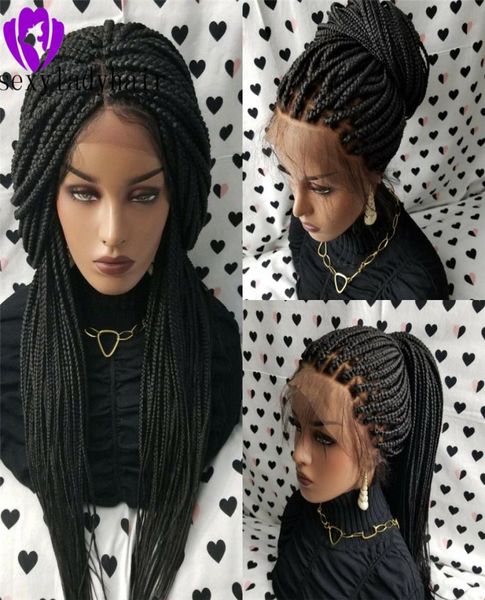 200 Dichte Box Braids Spitzen -Front -Perücken für amerikanische schwarze Frauen Long Blackbrownblonde geflochtene Perücke mit natürlicher Haaranlage6630881