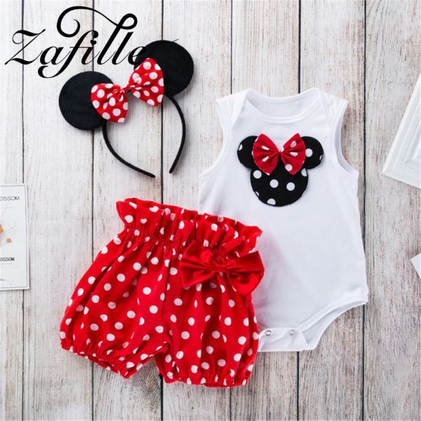 Shorts Zafille Sweet Suit for Newborn Girls Clothes Set Cine Body+Polka Dot Shorts 012m per bambini Costume per bambini Outfit